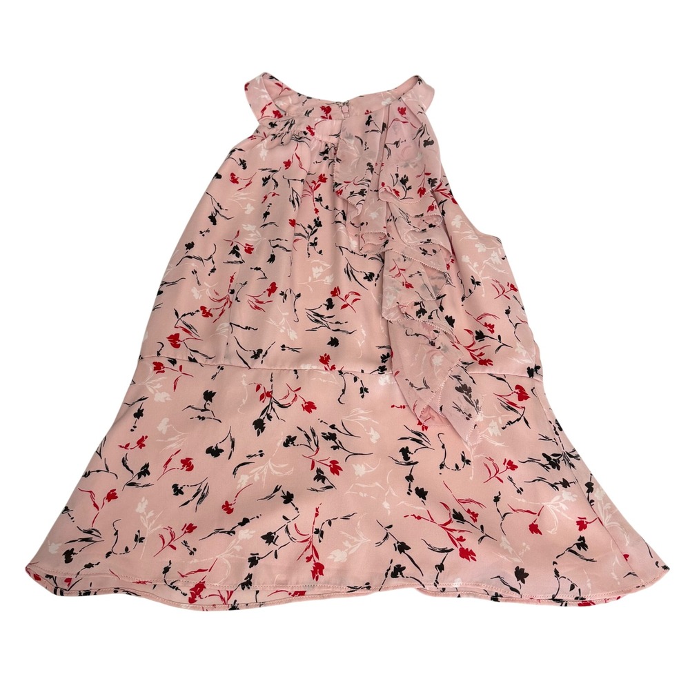 White House Black Market Pink Floral Ruffle Peplum Halter Top Blouse Size 10